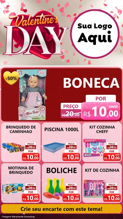 Modelo de Rede Social para Stories com o tema Valentine's Day para Brinquedos