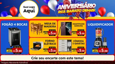 Modelo de TV para TV Horizontal com o tema Aniversário para Móveis e Eletro