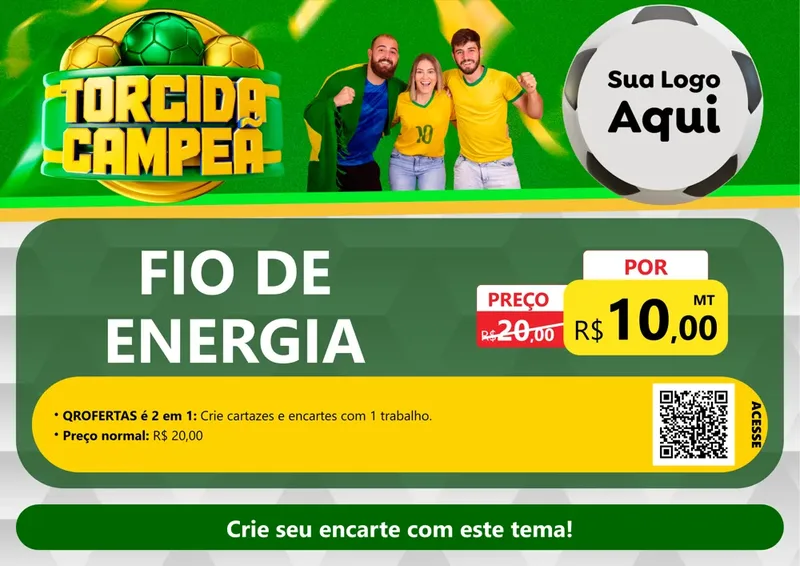 Modelo de Cartaz para Cartaz A4 Horizontal com o tema Torcida Campeã - Copa para Materiais Elétricos
