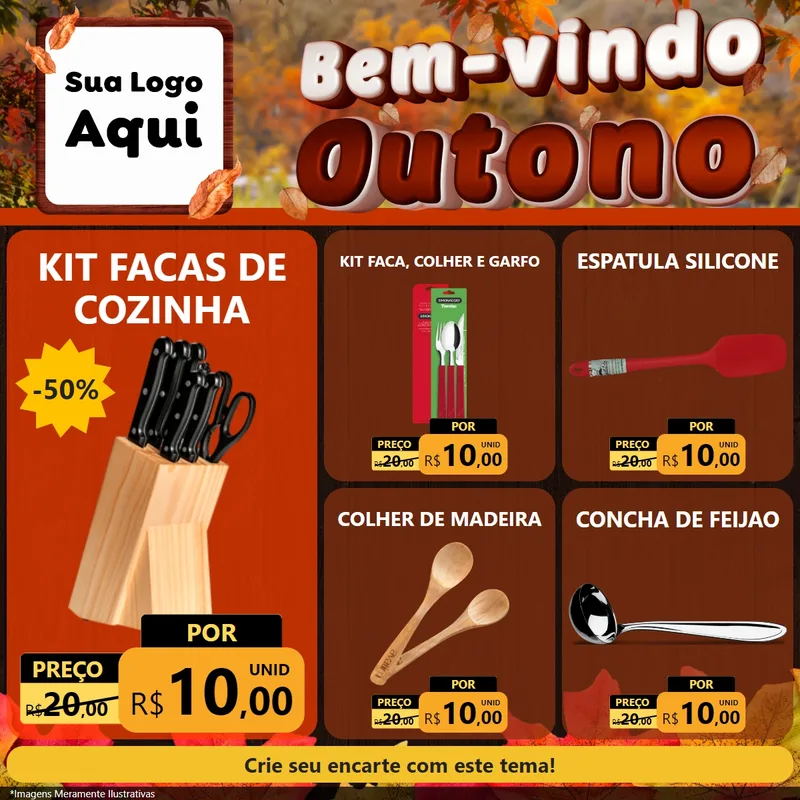 Modelo de Rede Social para Feed Facebook com o tema Bem-vindo Outono para Utilidades Domésticas