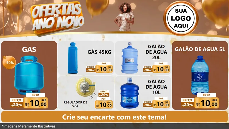 Modelo de TV para TV Horizontal com o tema Ofertas de Ano Novo para Água e gás