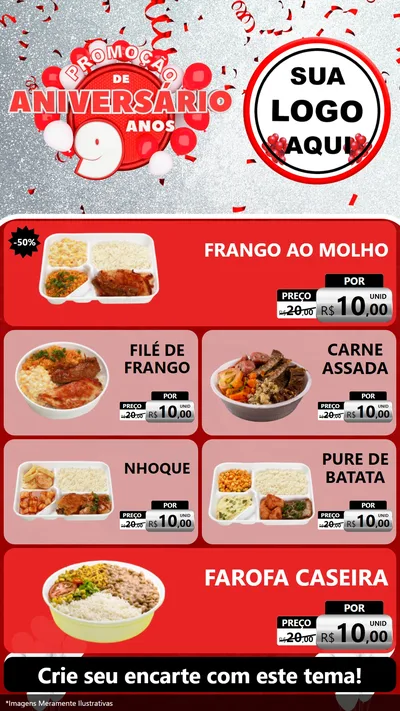 Modelo de TV para TV Vertical com o tema Promoção de Aniversário - 9 Anos para Restaurante