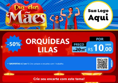 Modelo de Cartaz para Cartaz A4 Horizontal com o tema Dia das Mães para Floricultura e jardim