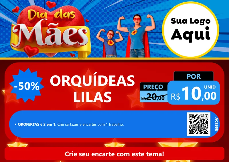 Modelo de Cartaz para Cartaz A4 Horizontal com o tema Dia das Mães para Floricultura e jardim