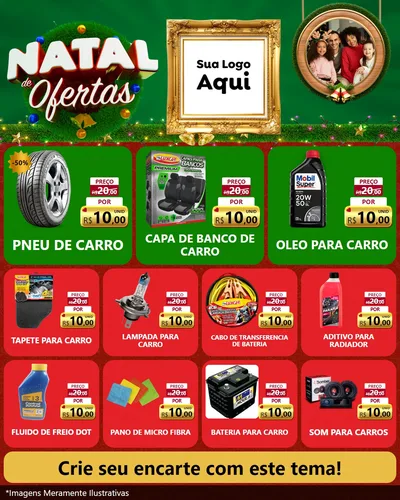 Modelo de Rede Social para Feed Instagram com o tema Natal de Ofertas para Auto peças
