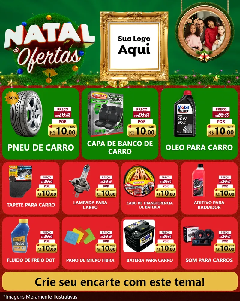 Modelo de Rede Social para Feed Instagram com o tema Natal de Ofertas para Auto peças
