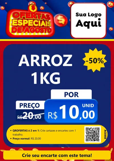 Modelo de Cartaz para Cartaz A4 Vertical com o tema Ofertas Especiais de Agosto para Supermercado