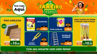 Modelo de TV para TV Horizontal com o tema Janeiro - Economia Garantida para Material para Construção