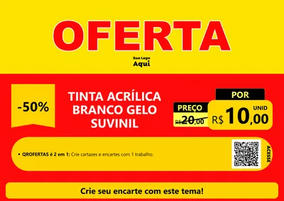 Modelo de Cartaz para Cartaz A4 Horizontal com o tema OFERTA - Vermelho Cartaz para Tintas e Ferramentas