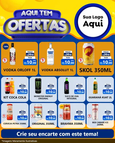 Modelo de Rede Social para Feed Instagram com o tema Aqui Tem Ofertas para Distribuidora de bebidas