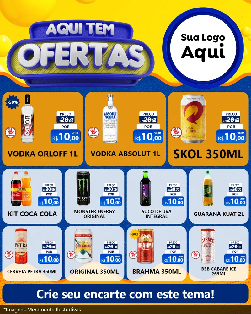 Modelo de Rede Social para Feed Instagram com o tema Aqui Tem Ofertas para Distribuidora de bebidas