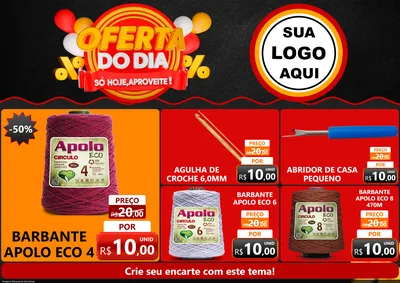 Modelo de Encarte para Encarte A4 Horizontal com o tema Oferta do Dia - Só hoje, Aproveite! para Armarinho e Aviamentos