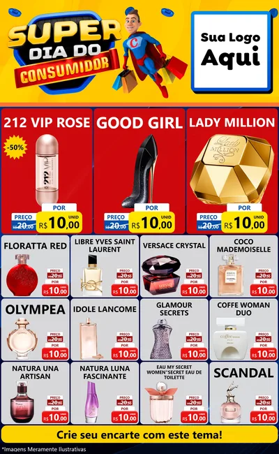 Modelo de Encarte para Encarte Grande com o tema Super Dia do Consumidor para Perfumes