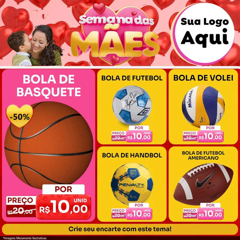 Modelo de Rede Social para Feed Facebook com o tema Semana Das Mães para Artigos Esportivos