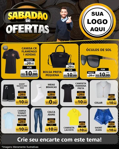 Modelo de Rede Social para Feed Instagram com o tema Sabadão de Ofertas para Roupas e acessórios