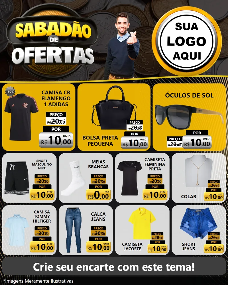 Modelo de Rede Social para Feed Instagram com o tema Sabadão de Ofertas para Roupas e acessórios