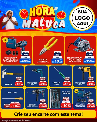 Modelo de Rede Social para Feed Instagram com o tema Hora Maluca para Maquinas e Ferramentas