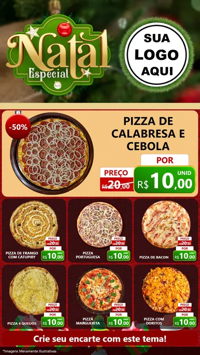 Modelo de Rede Social para Stories com o tema Natal Especial para Pizzaria