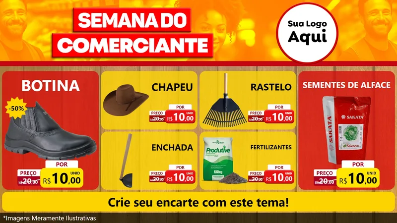 Modelo de TV para TV Horizontal com o tema Semana do Comerciante para Agropecuária