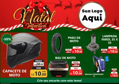 Modelo de Encarte para Encarte A4 Horizontal com o tema Natal Imperdível para Moto peças