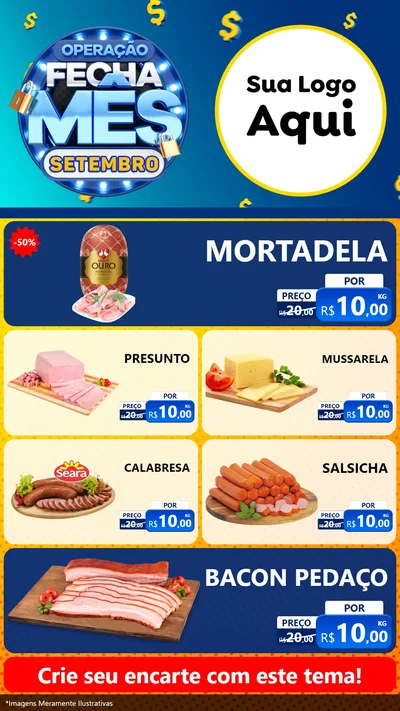 Modelo de TV para TV Vertical com o tema Operação Fecha Mês Setembro para Frios e Laticínios