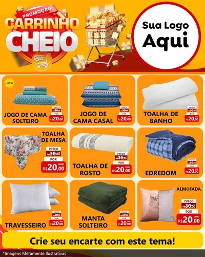 Modelo de Rede Social para Feed Instagram com o tema Promoção carrinho cheio para Cama, Mesa e Banho