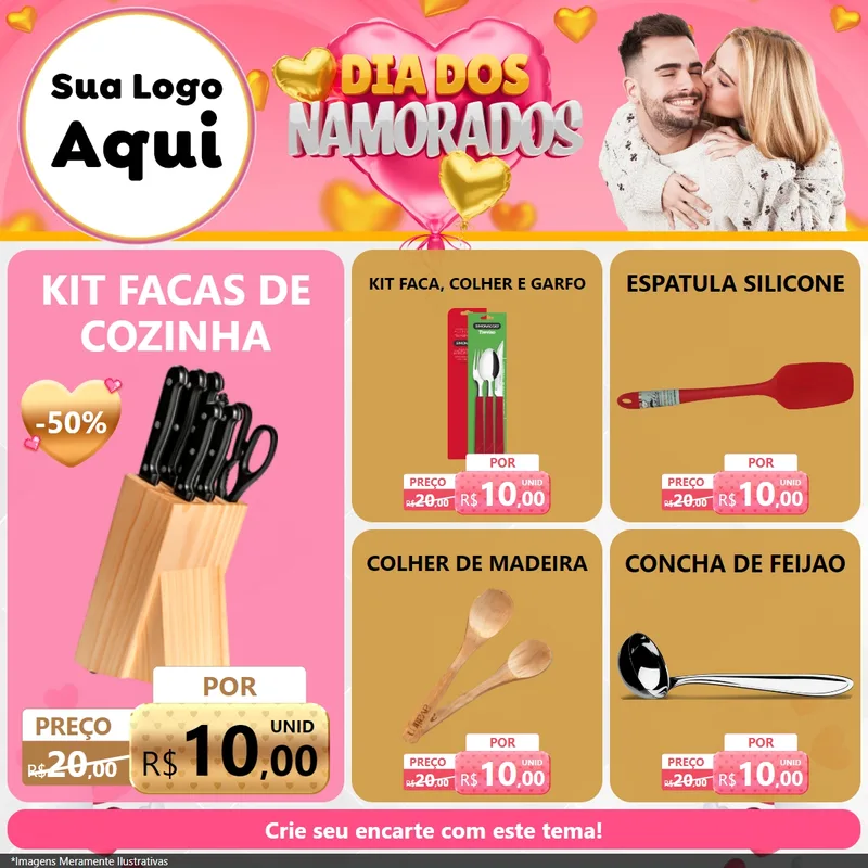 Modelo de Rede Social para Feed Facebook com o tema Dia dos Namorados para Utilidades Domésticas
