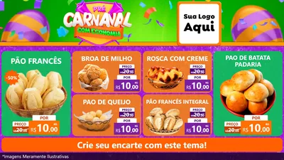 Modelo de TV para TV Horizontal com o tema Pré-Carnaval Com Economia para Padaria