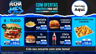 Modelo de TV para TV Horizontal com o tema Fecha Mês para Hamburgueria