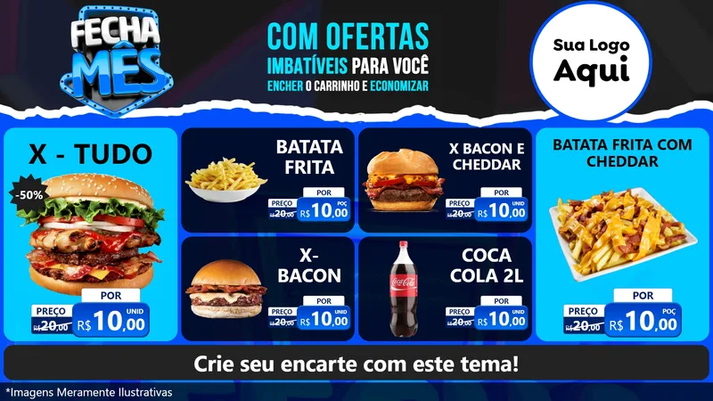 Modelo de TV para TV Horizontal com o tema Fecha Mês para Hamburgueria