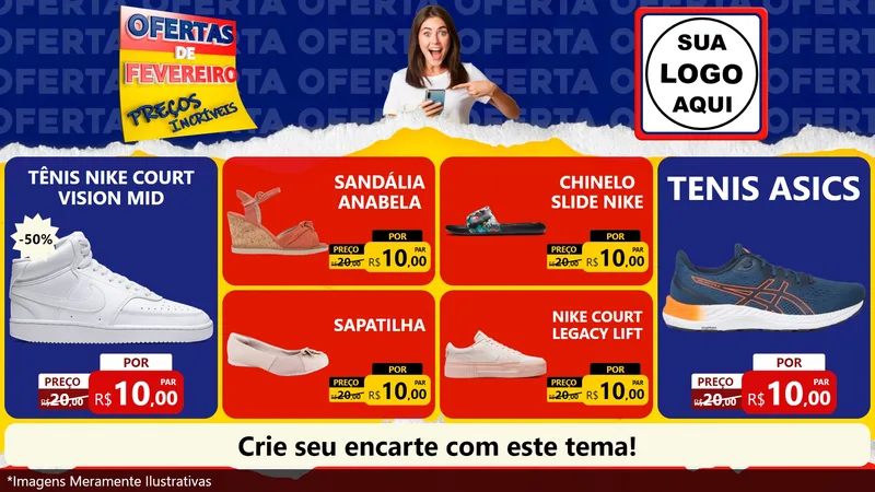 Modelo de TV para TV Horizontal com o tema Ofertas de Fevereiro - Preços Incríveis para Calçados