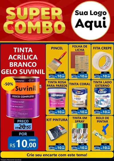 Modelo de Encarte para Encarte A4 Vertical com o tema Super Combo para Tintas e Ferramentas
