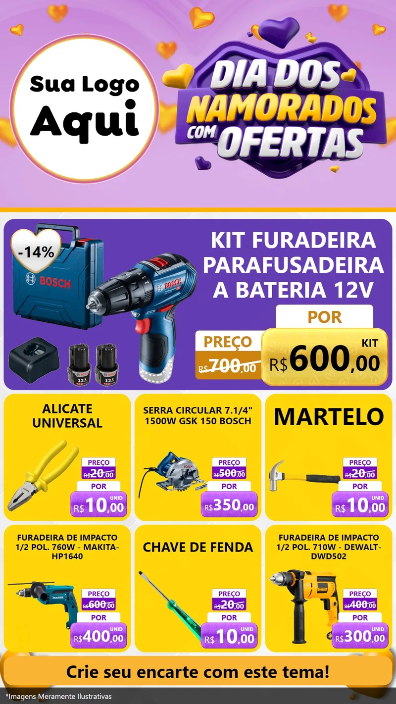 Modelo de Rede Social para Stories com o tema Dia Dos Namorados Com Ofertas para Maquinas e Ferramentas