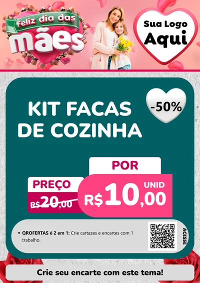 Modelo de Cartaz para Cartaz A4 Vertical com o tema Feliz Dia das Mães para Utilidades Domésticas