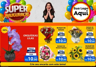 Modelo de Encarte para Encarte A4 Horizontal com o tema Super Inauguração para Floricultura e jardim