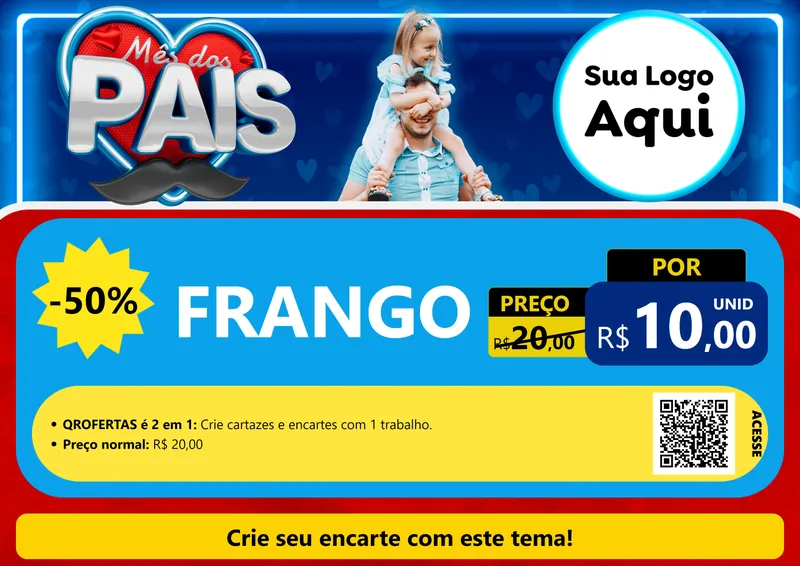 Modelo de Cartaz para Cartaz A4 Horizontal com o tema Mês Dos Pais para Assados