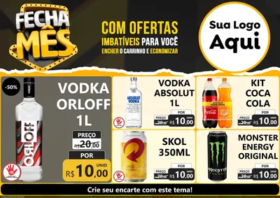 Modelo de Encarte para Encarte A4 Horizontal com o tema Fecha Mês para Distribuidora de bebidas