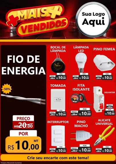 Modelo de Encarte para Encarte A4 Vertical com o tema Mais Vendidos para Materiais Elétricos