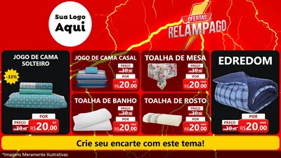 Modelo de TV para TV Horizontal com o tema Ofertas Relâmpago para Cama, Mesa e Banho