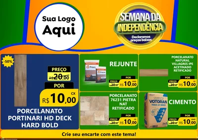 Modelo de Encarte para Encarte A4 Horizontal com o tema Semana da Independência Declaramos Preços Baixos para Pisos e revestimentos