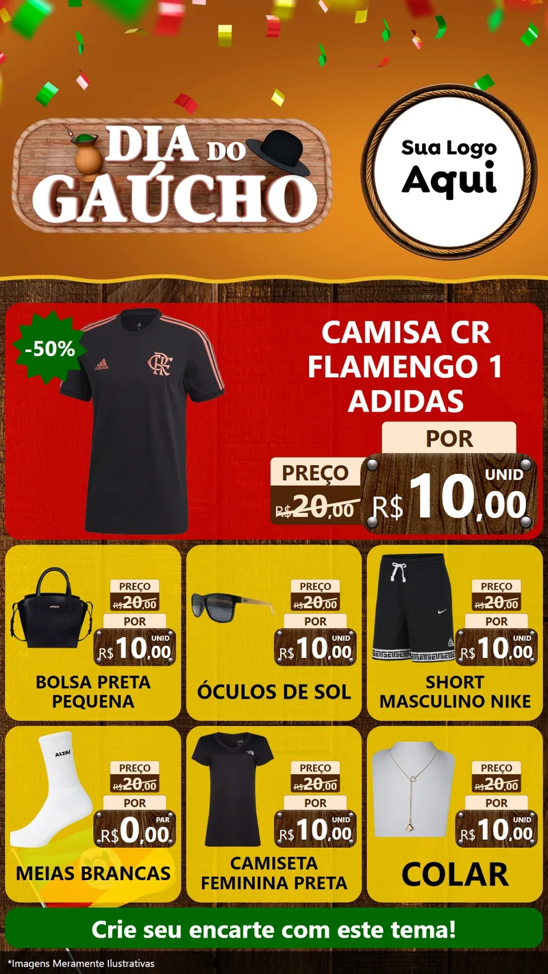Modelo de Rede Social para Stories com o tema Dia do Gaúcho para Roupas e acessórios