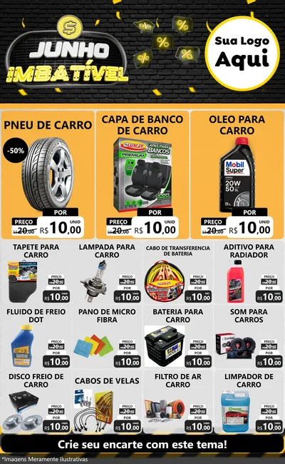 Modelo de Encarte para Encarte Grande com o tema Junho Imbatível para Auto peças