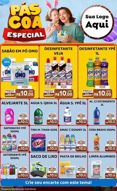 Modelo de Encarte para Encarte Grande com o tema Páscoa Especial para Produtos de Limpeza