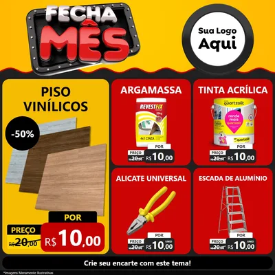 Modelo de Rede Social para Feed Facebook com o tema Fecha Mês para Material para Construção