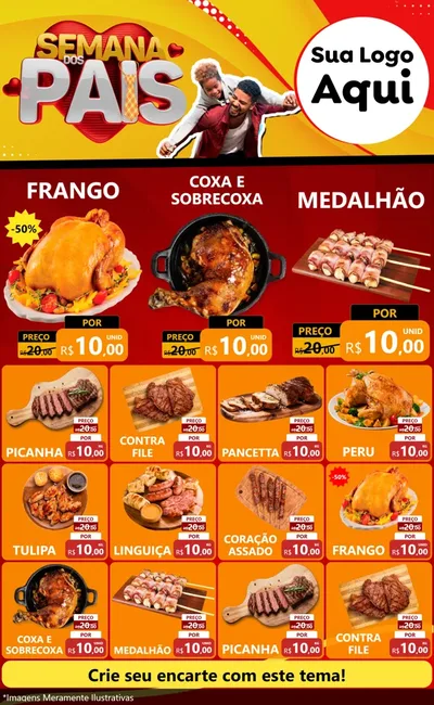 Modelo de Encarte para Encarte Grande com o tema Semana Dos Pais para Assados