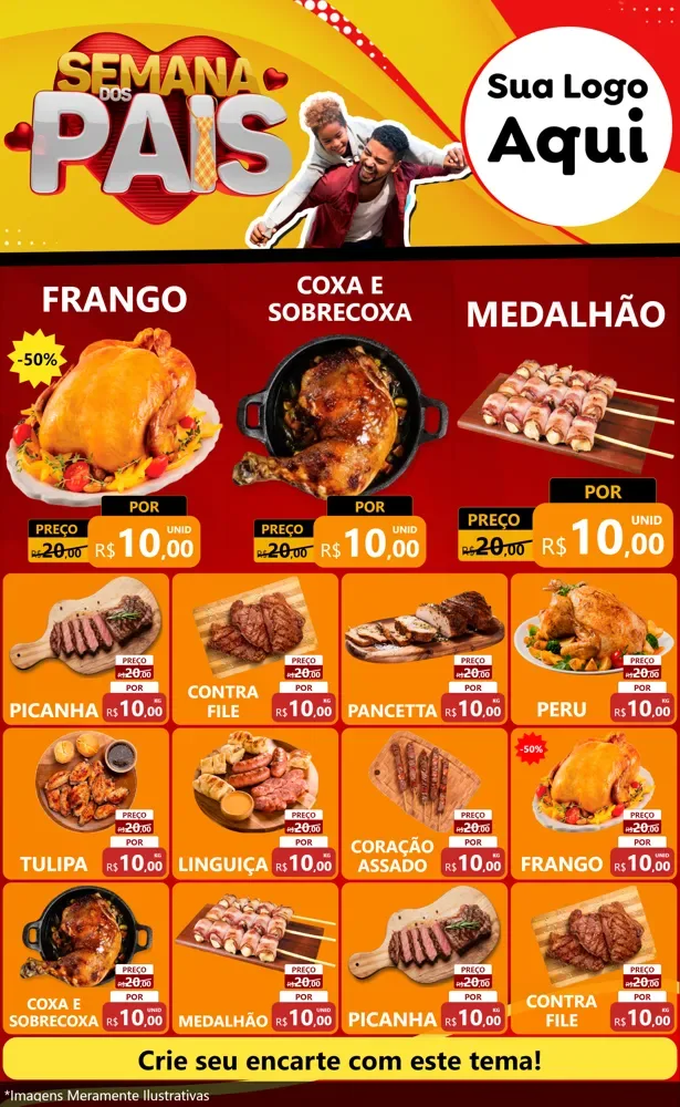 Modelo de Encarte para Encarte Grande com o tema Semana Dos Pais para Assados