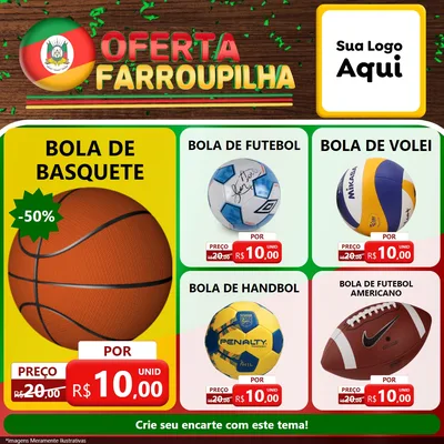 Modelo de Rede Social para Feed Facebook com o tema Oferta Farroupilha para Artigos Esportivos