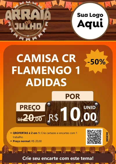Modelo de Cartaz para Cartaz A4 Vertical com o tema Arraiá de Julho - Junina para Roupas e acessórios