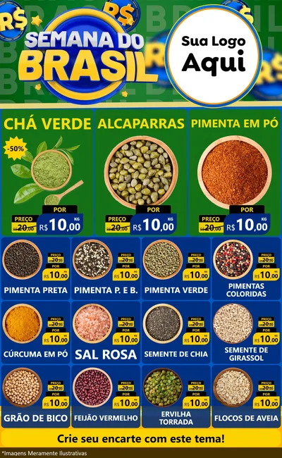 Modelo de Encarte para Encarte Grande com o tema Semana Do Brasil para Produtos Naturais
