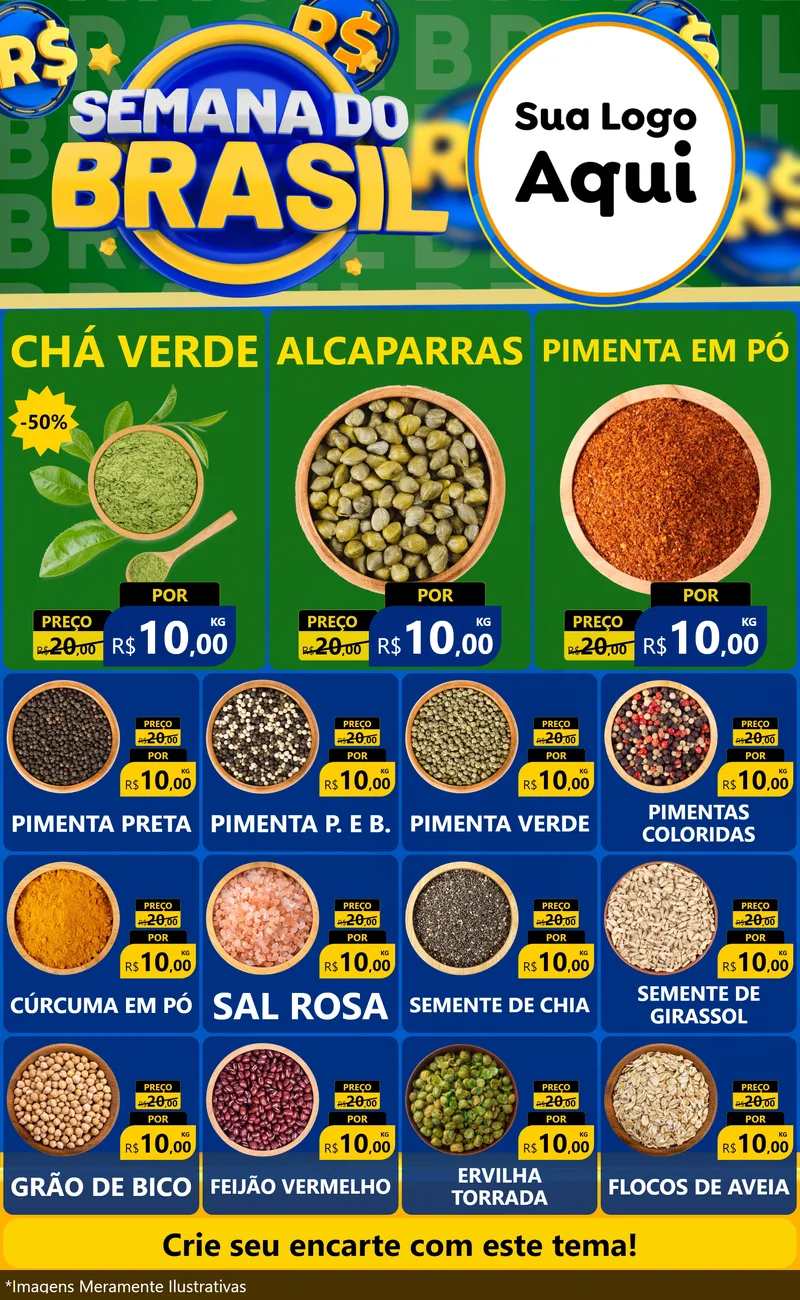 Modelo de Encarte para Encarte Grande com o tema Semana Do Brasil para Produtos Naturais